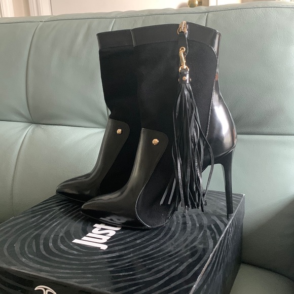 Just Cavalli Paneled Leather and Suede Boots - Picture 6 of 16